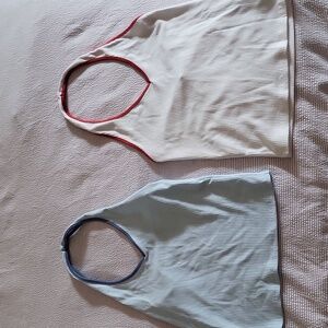 American Eagle Halter Tank Tops (set of 2) Size: XS Colors: white/red and blue